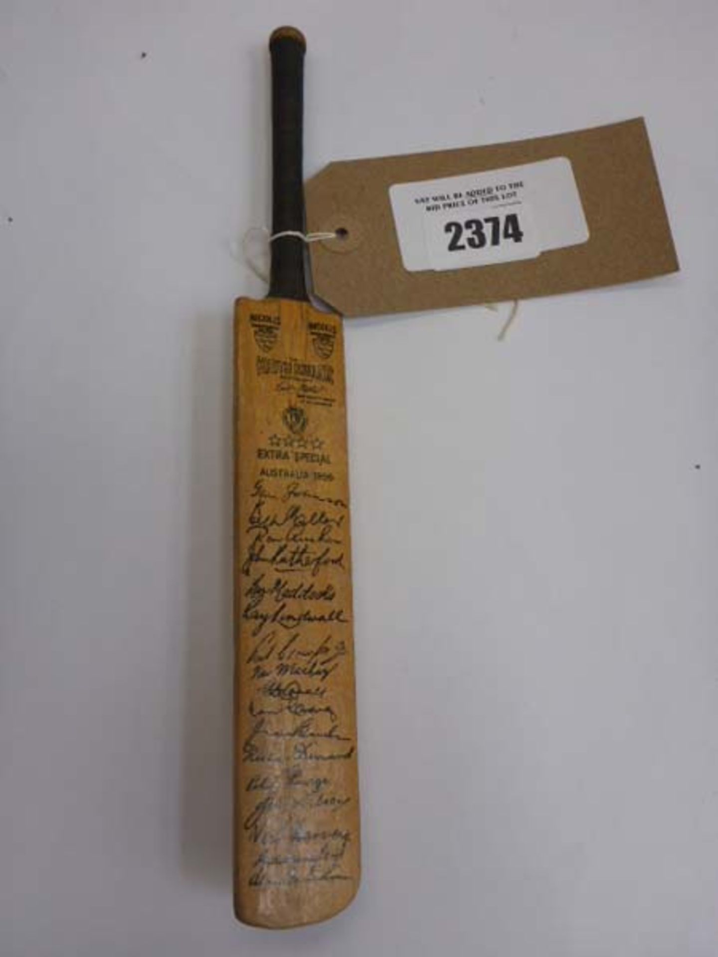 Miniature Nicolls ''Keith Miller '' autograph Cricket bat Australia 1956.