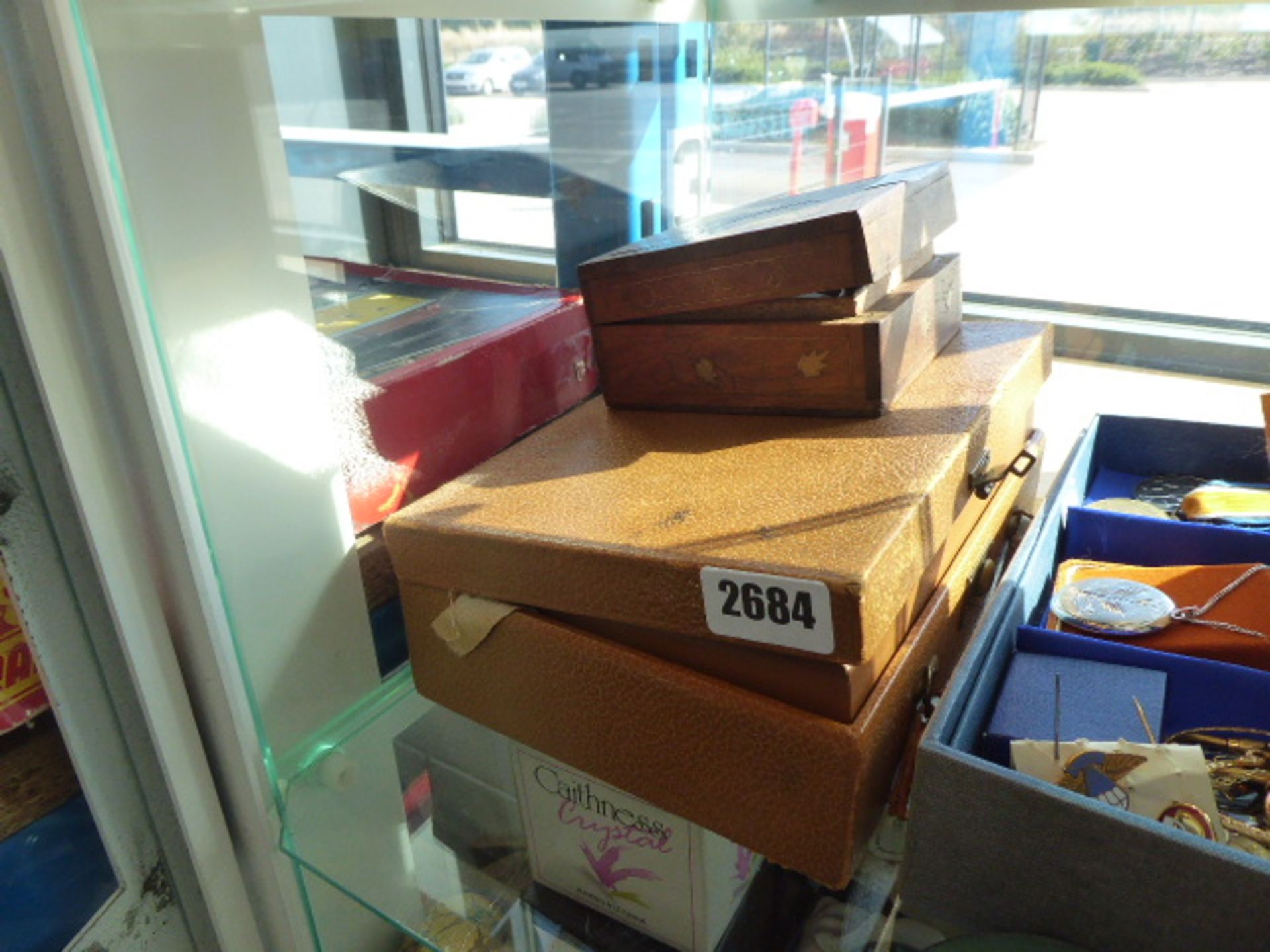 2 Jewellery box cases containing mixed items to inc. bracelets, brooches, cufflinks, etc