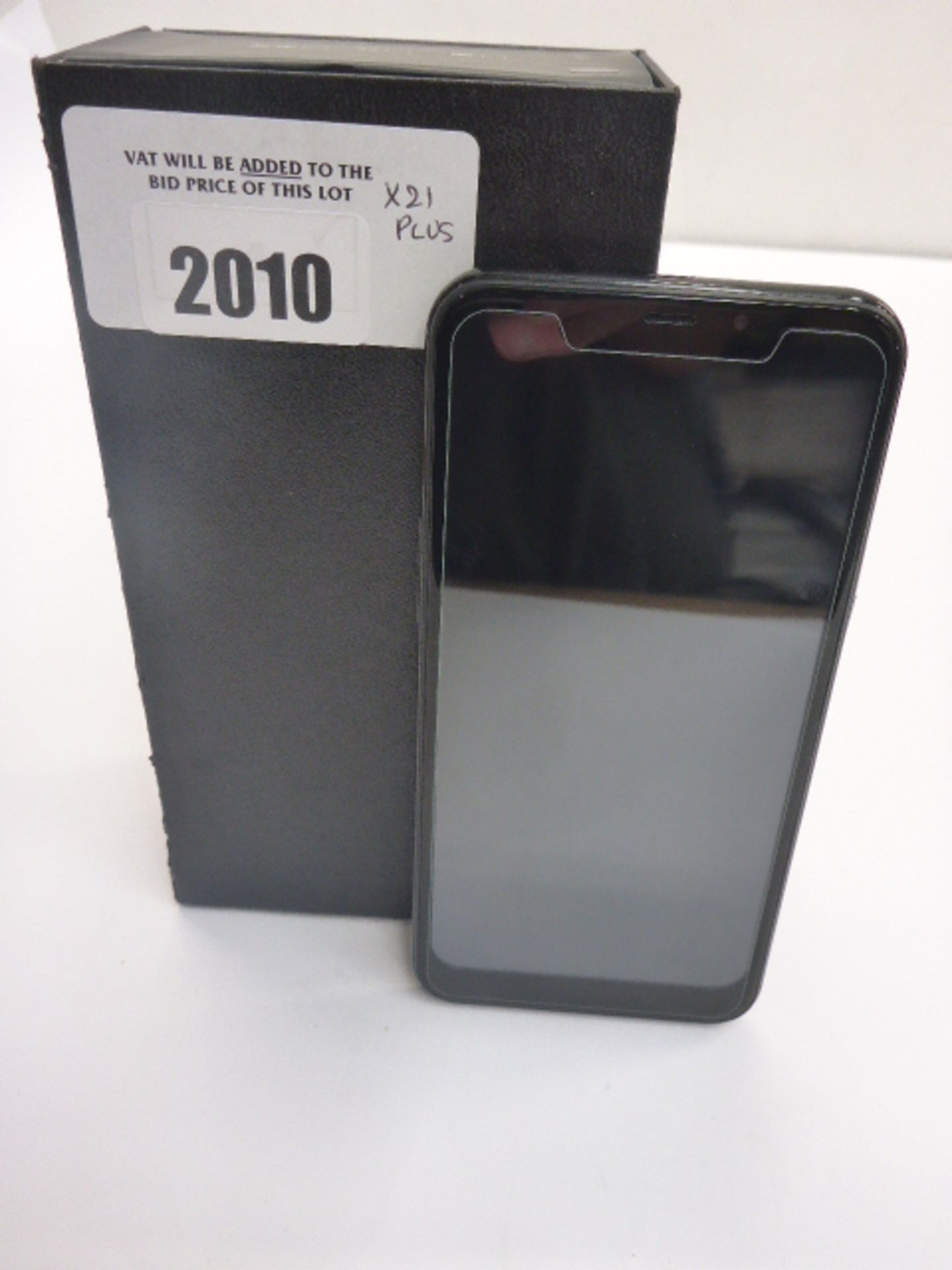 Android x21 plus mobile phone in black with box.