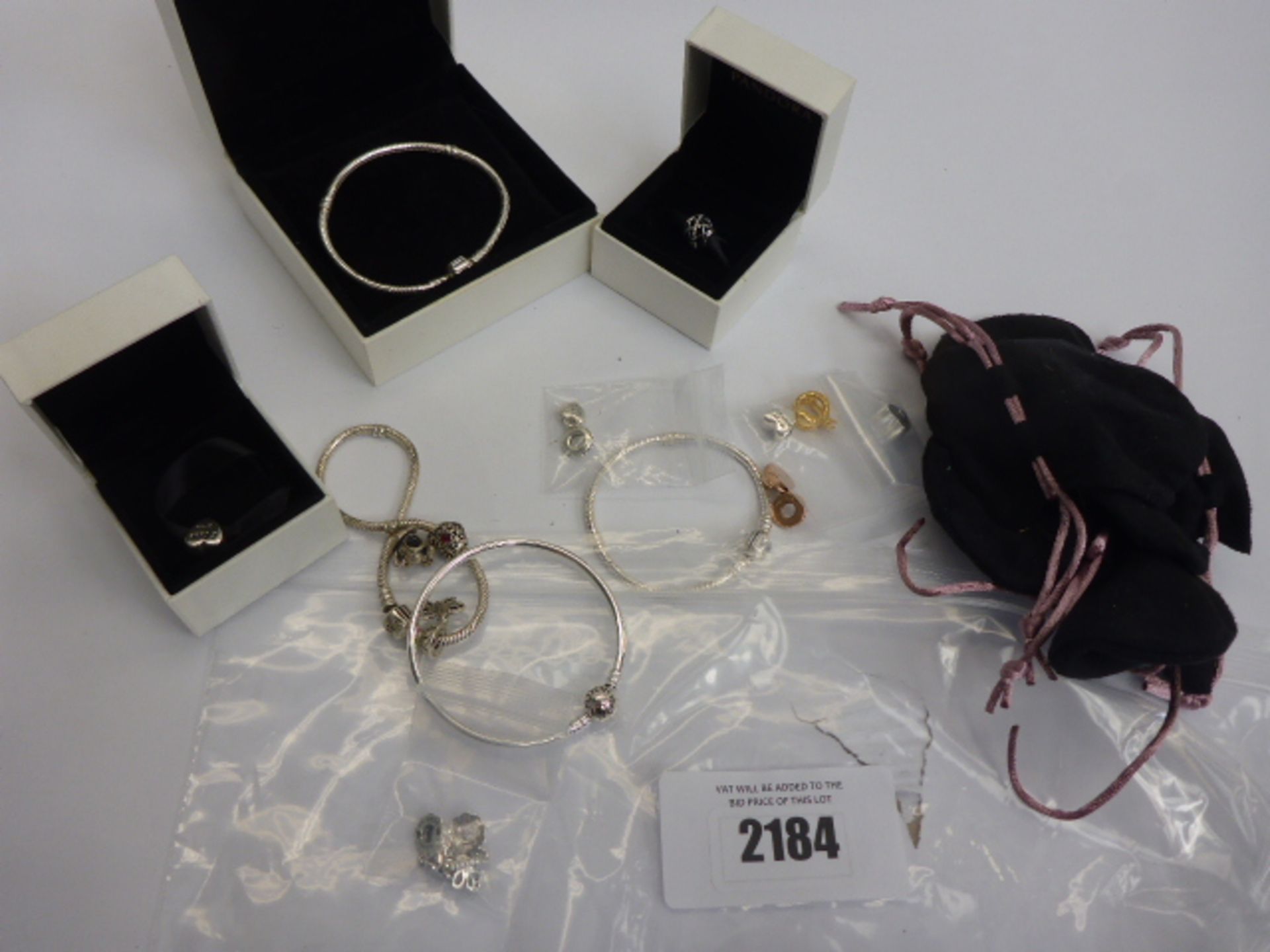 Quantity of Pandora jewellery; bangle, bracelets and charms
