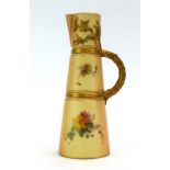 A Royal Worcester ivory blush ewer of tapered cylindrical form,