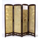 A 19th century Chinese Export rosewood four-fold screen/divider,