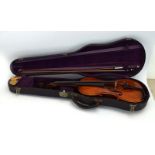 An early 20th century German violin, two-part back,