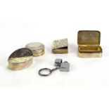 Four silver pill boxes and vesta cases, various dates and makers, 3 ozs,