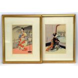 Nobusada Hasegawa (1809-1879), a study of a geisha resting by a window, signed, woodblock print,