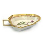 A Royal Copenhagen pickle dish of leaf shaped form decorated with Erica Tetralix L,