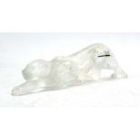 A Lalique figure modelled as an outstretched panther, signed 'Lalique, France' and with label, l.