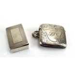 A Victorian silver, parcel gilt and engine turned vesta case of rectangular form, maker D&LS,