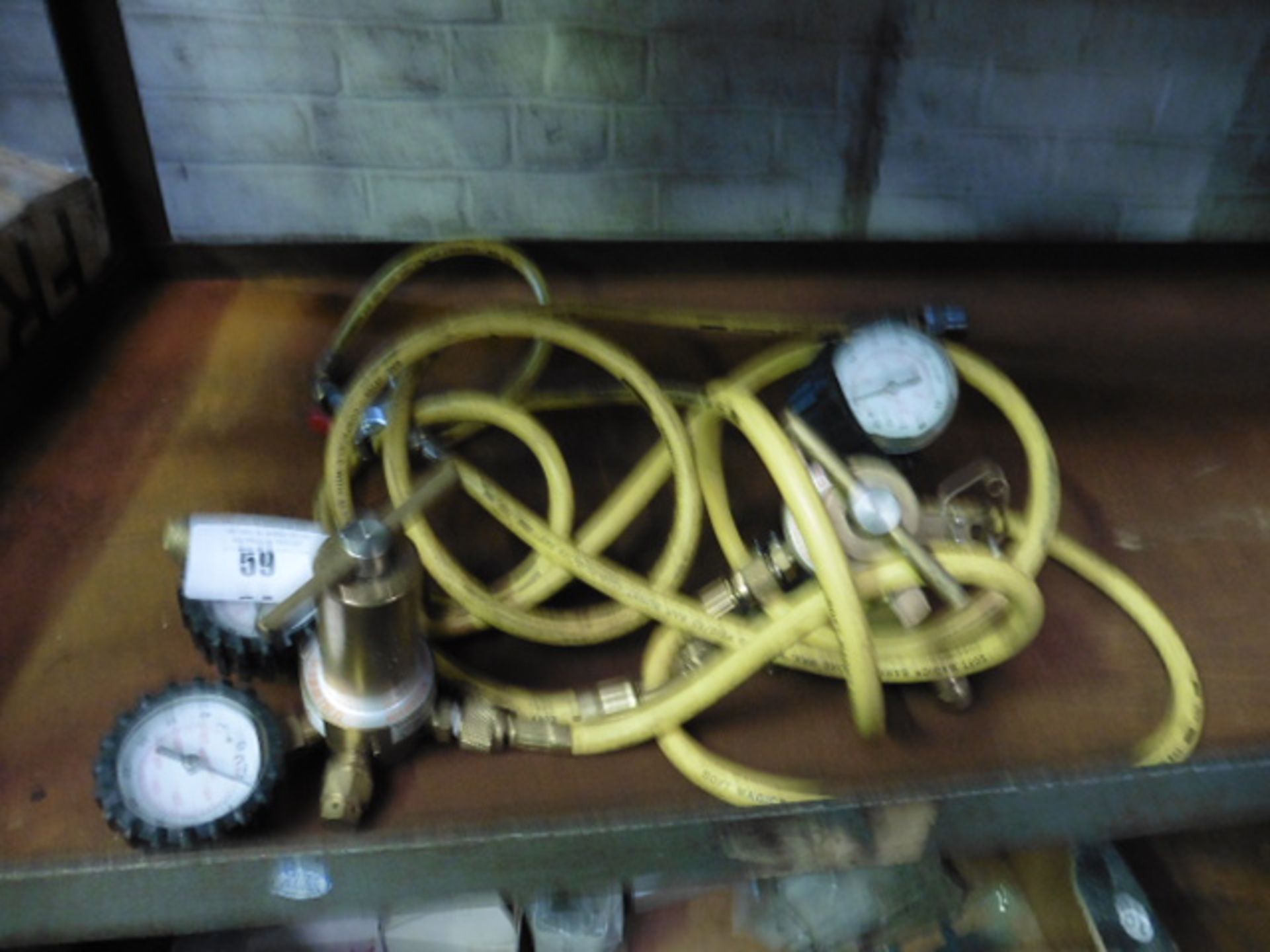 2 Uniweld gas gauges with hose and fittings