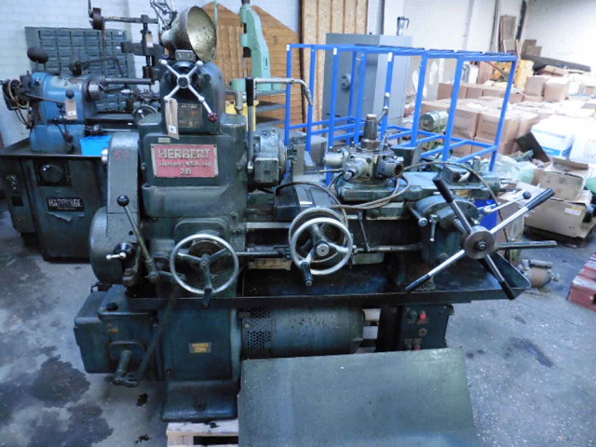 Herbert BSA Ltd. 2D capstone lathe with 4 trays of assorted collets, tooling, accessories and