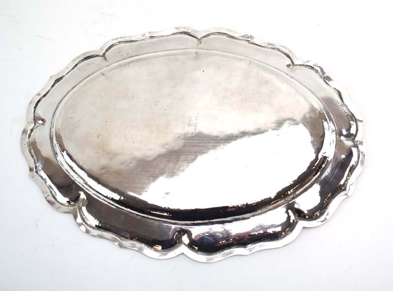 A graduated pair of (?)South American silver serving dishes of oval flowerhead form, - Image 3 of 4