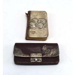 A Victorian silver mounted leather purse, Birmingham 1896, w. 11.