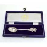 A silver spoon commemorating the Queens silver jubilee, maker BS, Sheffield 1977,