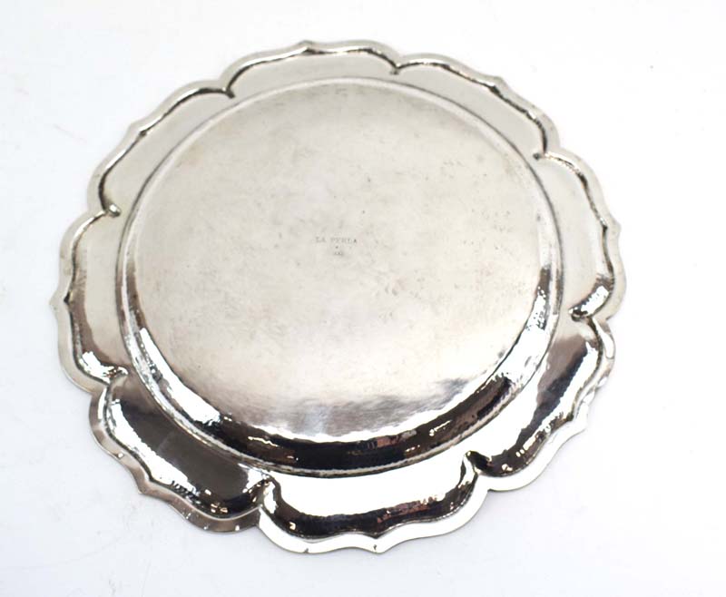 A (?)South American silver salver of circular flowerhead form, base stamped 'La Perla .900', d. - Image 2 of 3
