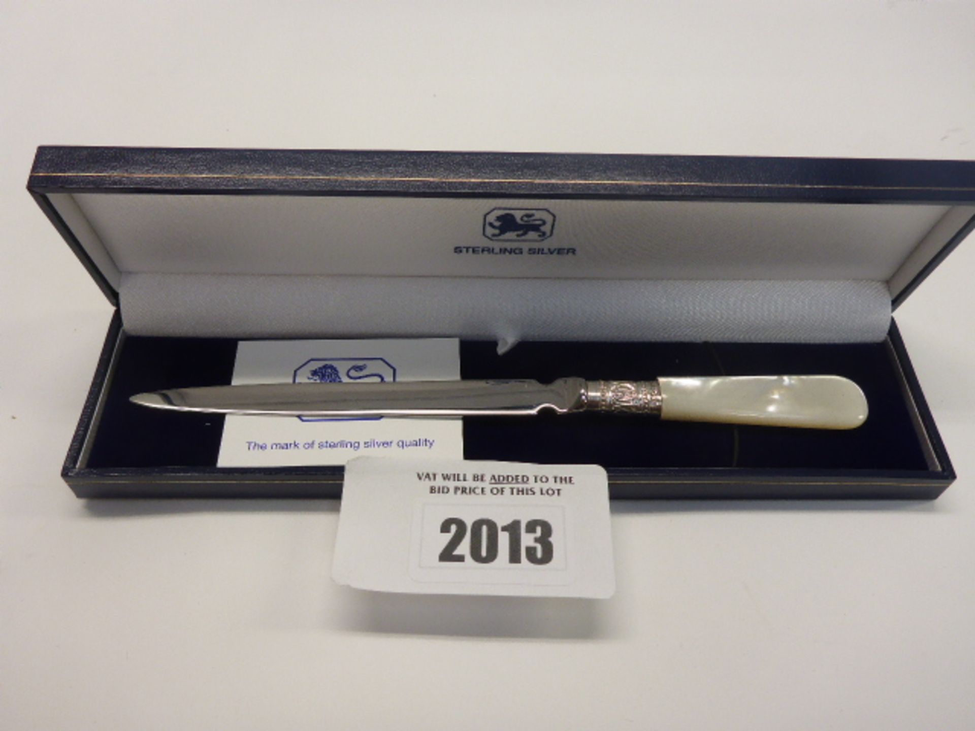 Hallmarked letter opener with case