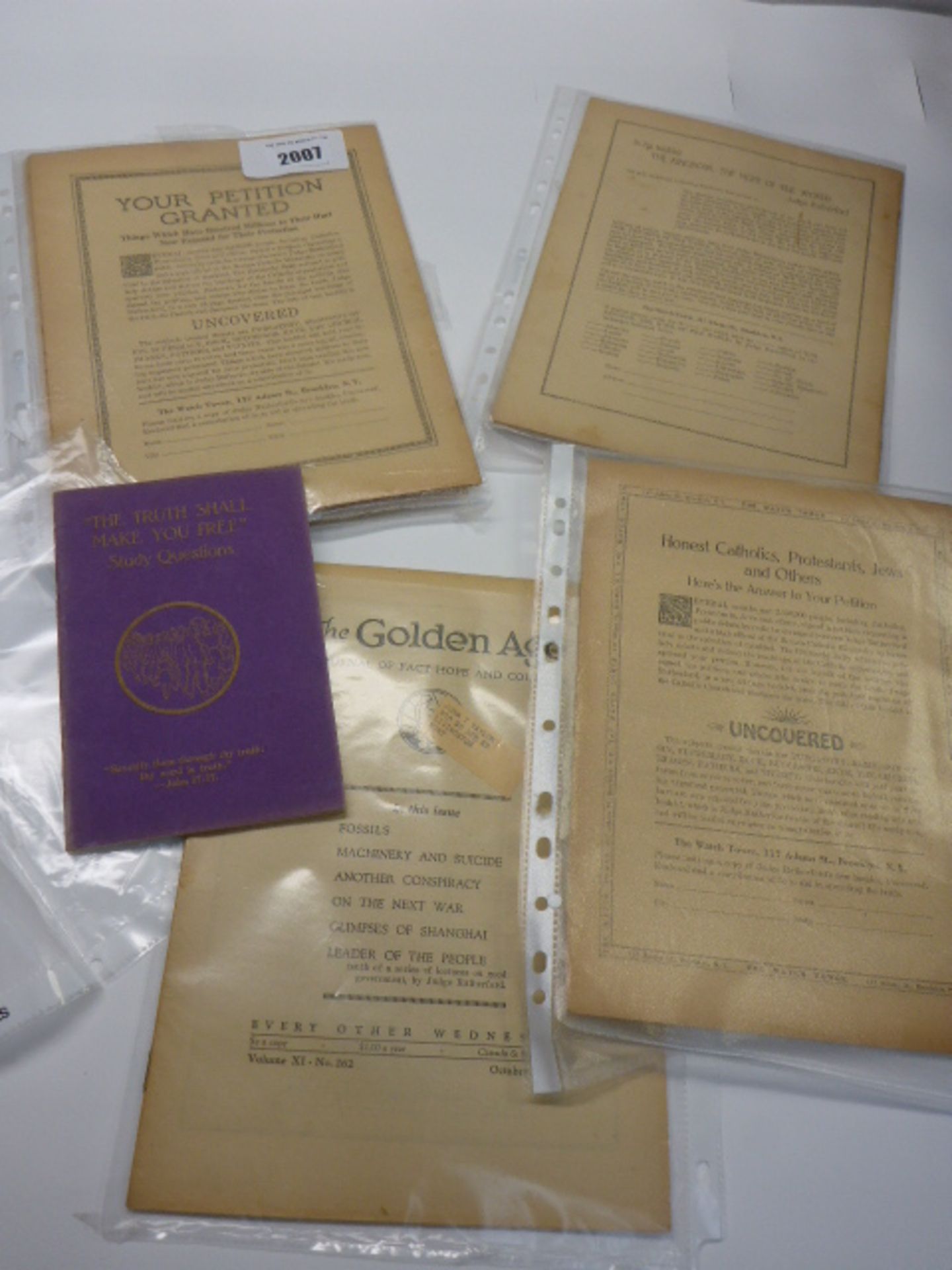 Various religious late 1920's ephemera; The Golden Age Journal