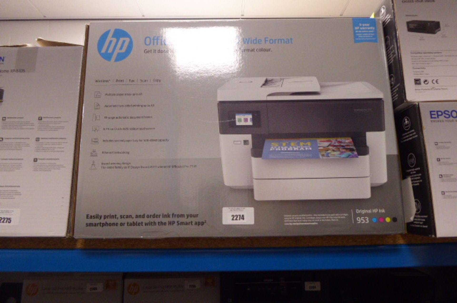 Boxed HP Officejet pro 7730 wide format colour printer