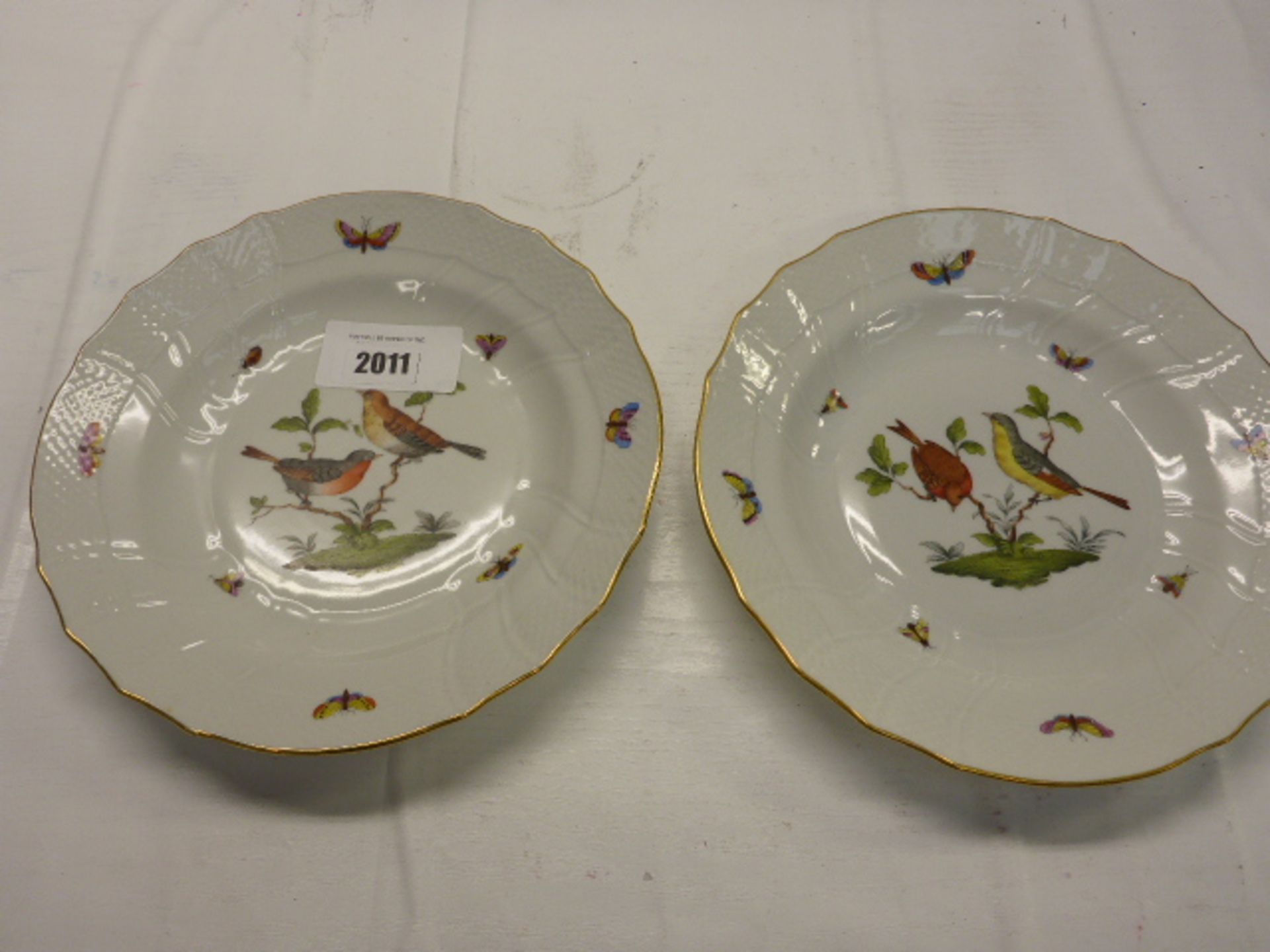 Herend Hungary Rothschild Birds Dinner Plate 1528 / RO Unused and one other 1525 / RO