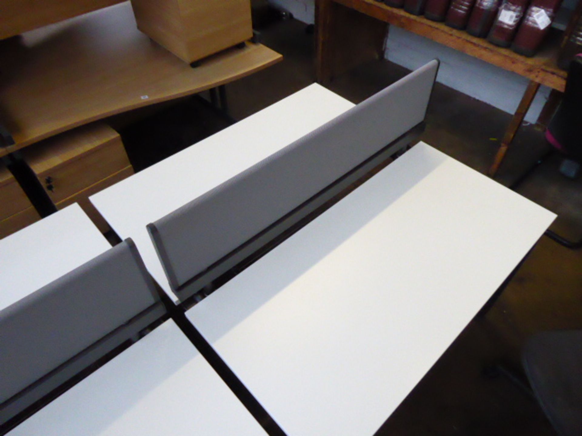 A double Herman Miller workstation with a single privacy screen (120cm wide) each with a 3 drawer - Image 2 of 3