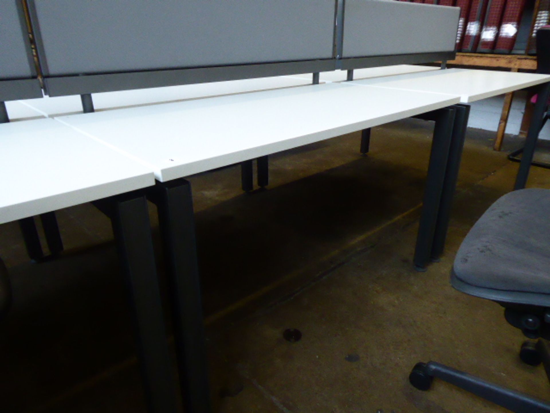 A double Herman Miller workstation with a single privacy screen (120cm wide) each with a 3 drawer - Image 3 of 3