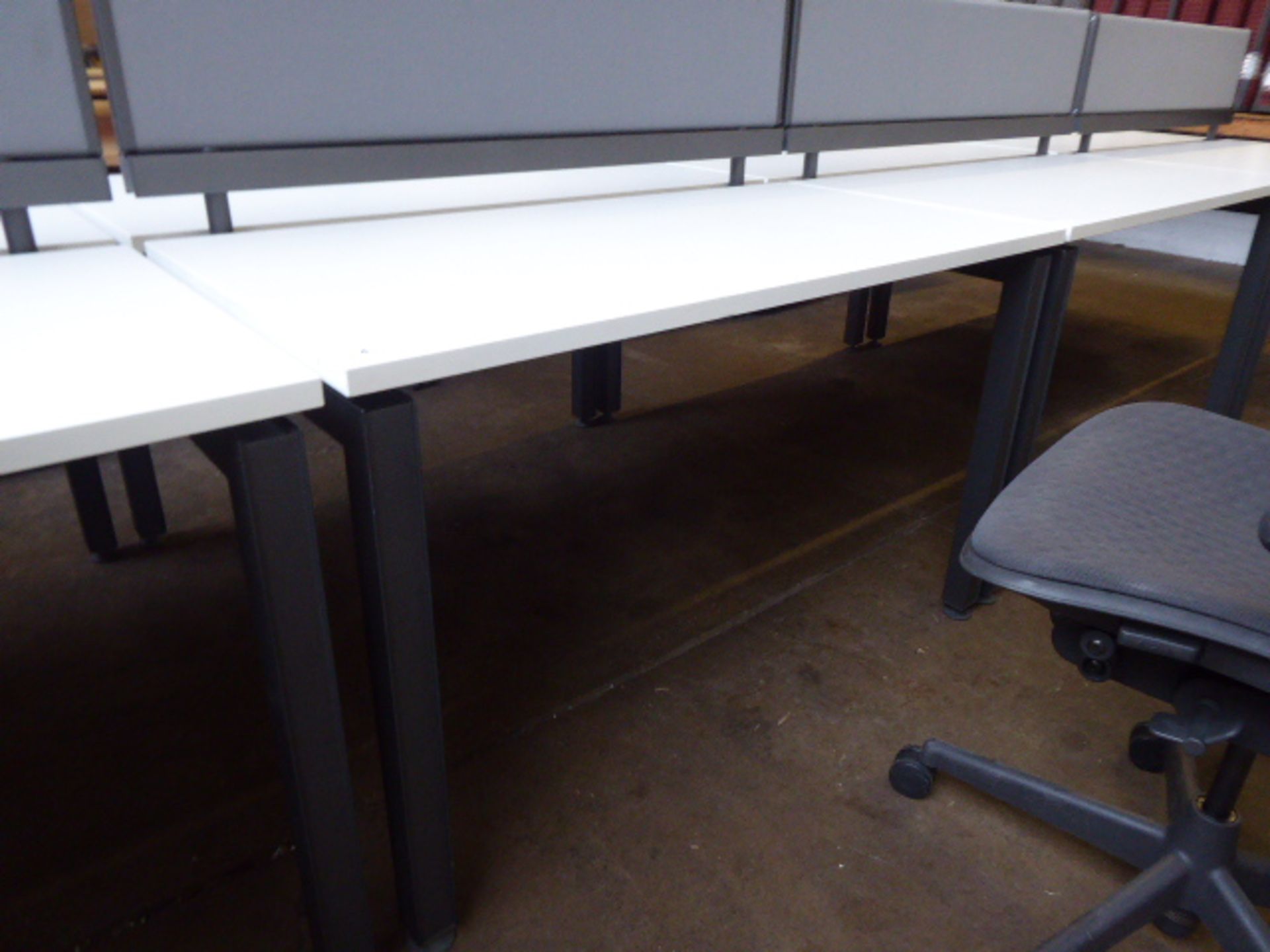 A double Herman Miller workstation with a single privacy screen (120cm wide) each with a 3 drawer - Image 3 of 3