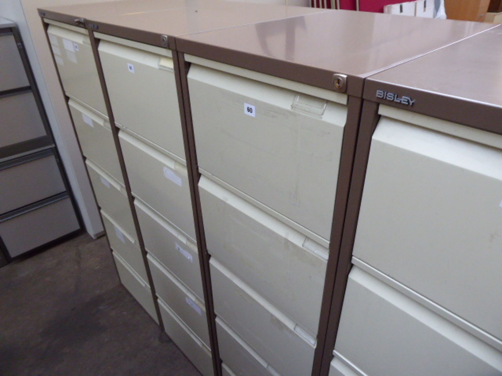 Bisley coffee and cream coloured 5 drawer filing cabinet