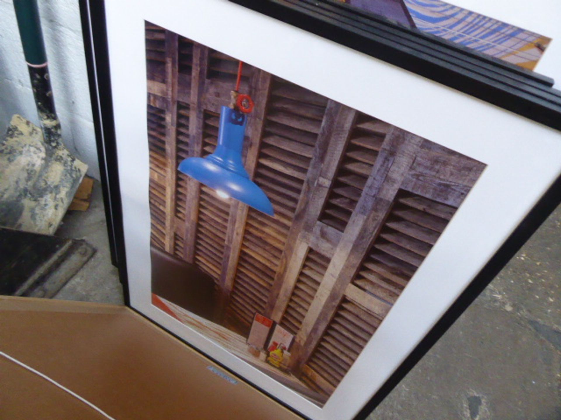 A quantity of black framed and glazed pictures with a box of extension cables - Image 4 of 5