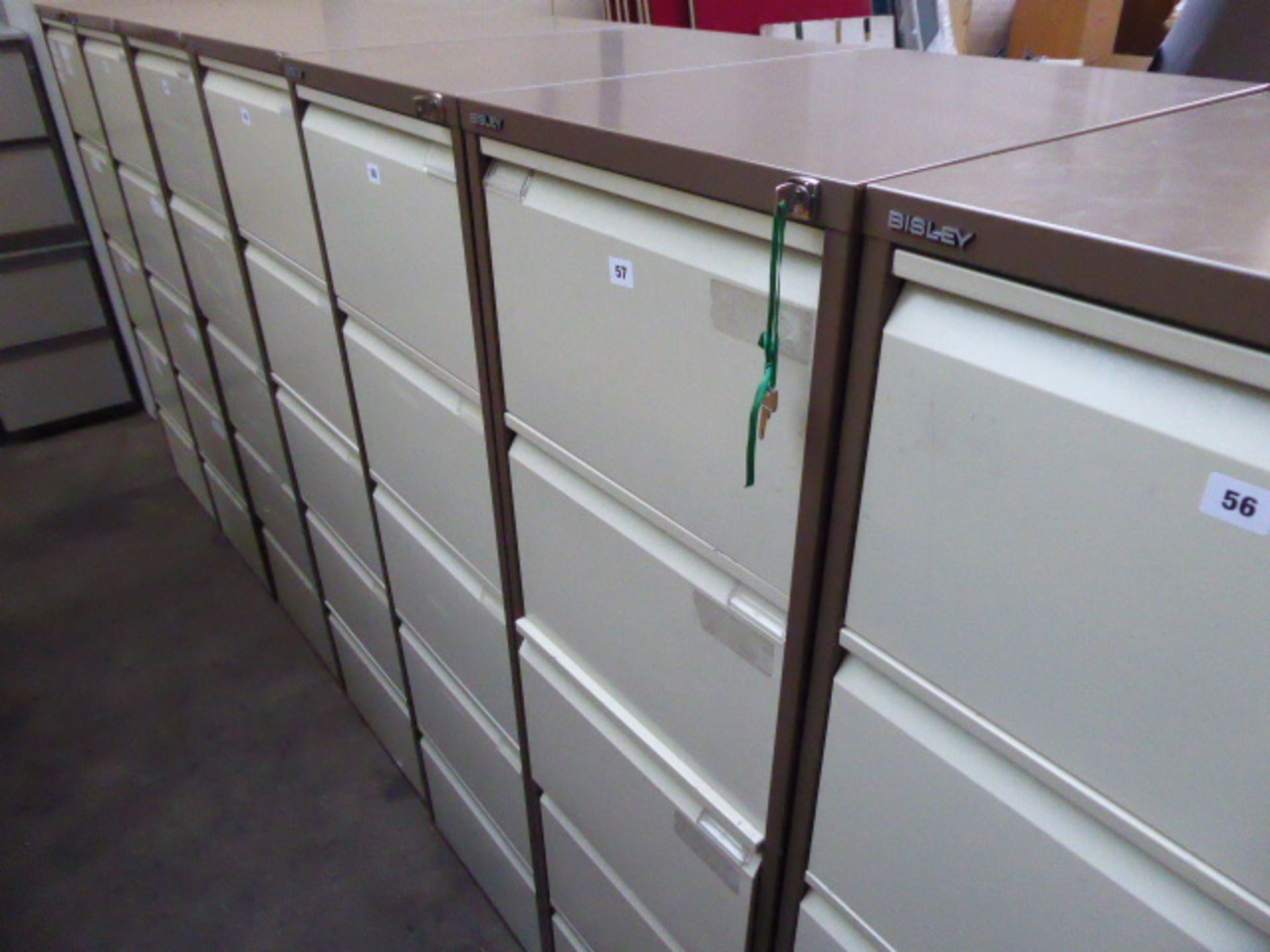 Bisley coffee and cream coloured 5 drawer filing cabinet