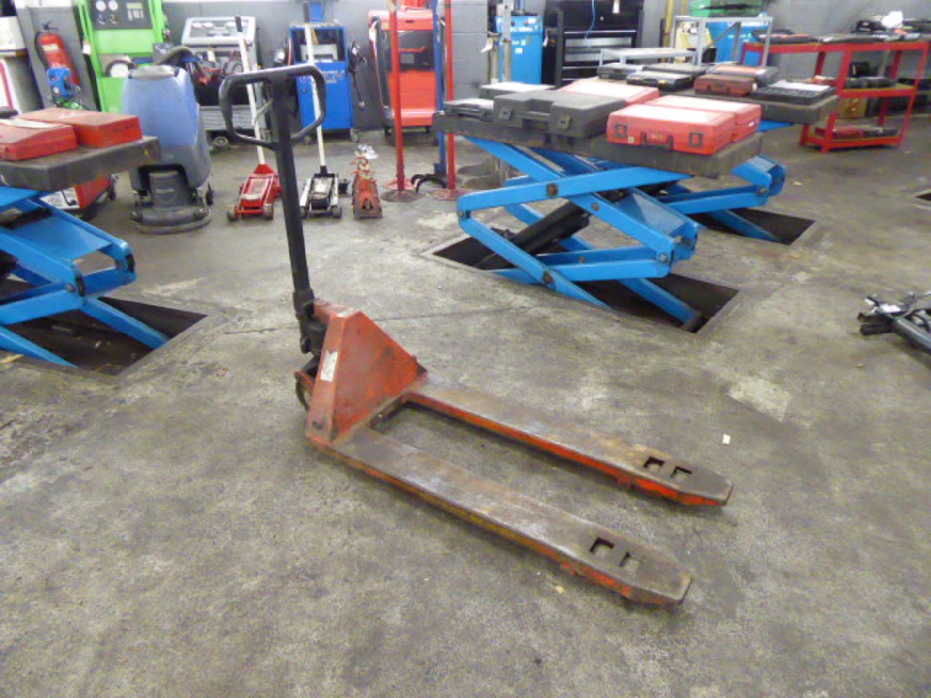 Red pallet truck