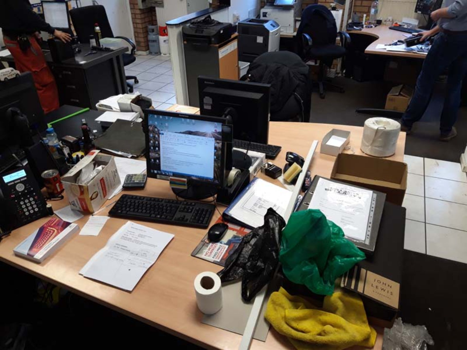 Service department office and parts room contents to include, 2 black desks with hanging - Image 3 of 5