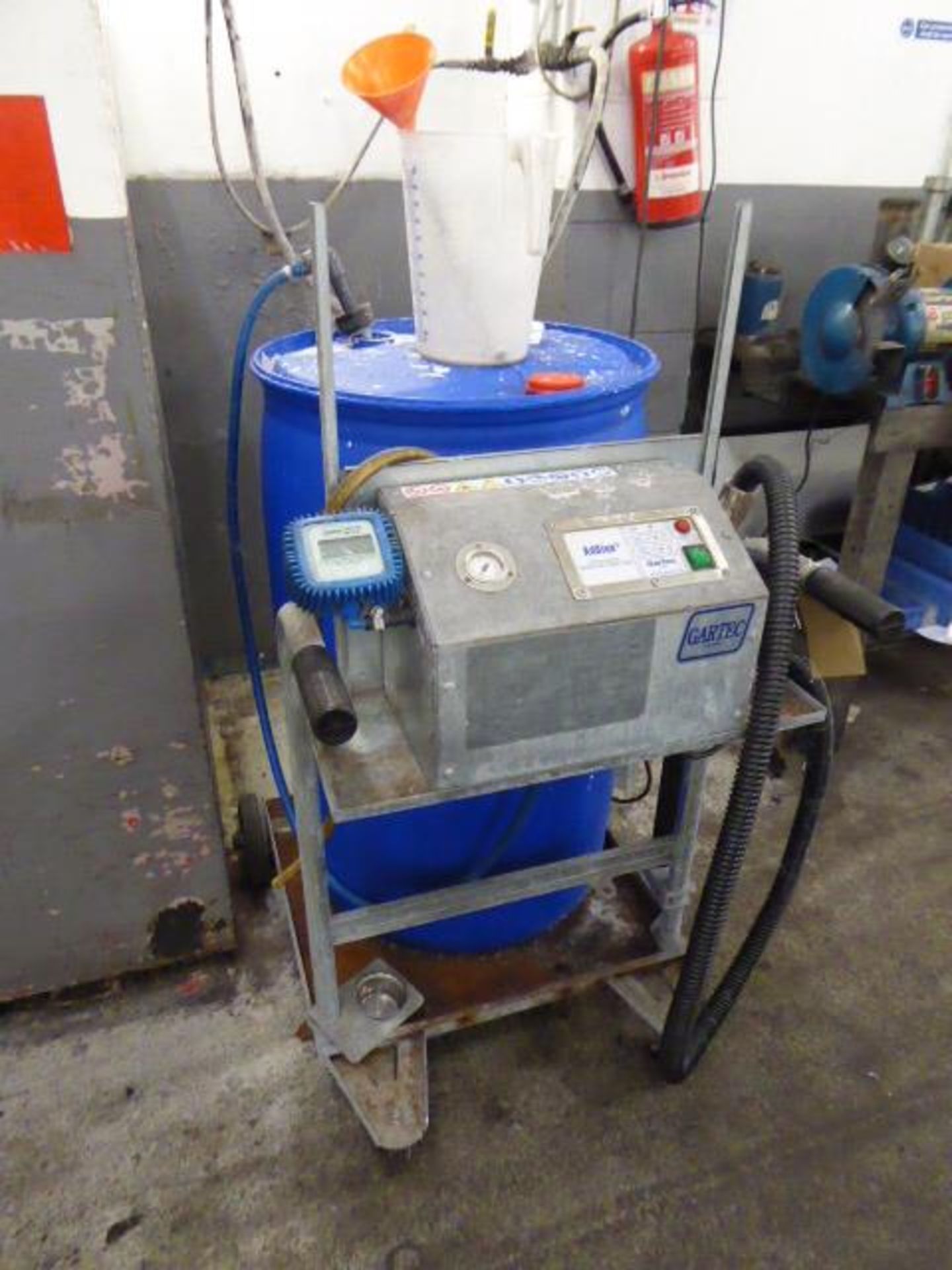 Gartec Adblue filling system on trolley with part barrel of Adblue