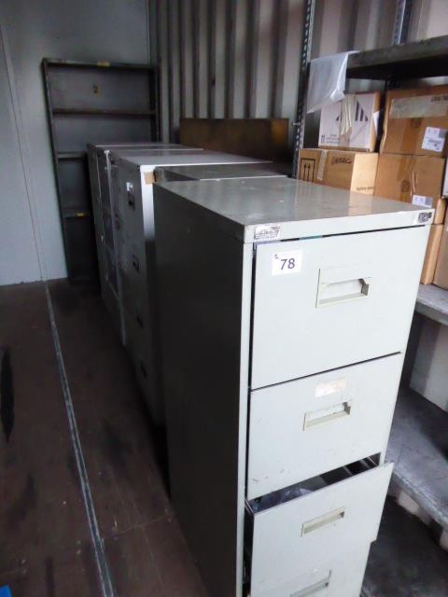 12 assorted 4 drawer filing cabinets, 2 2 drawer filing cabinets, bolted rack, open fronted cabinet - Image 2 of 3