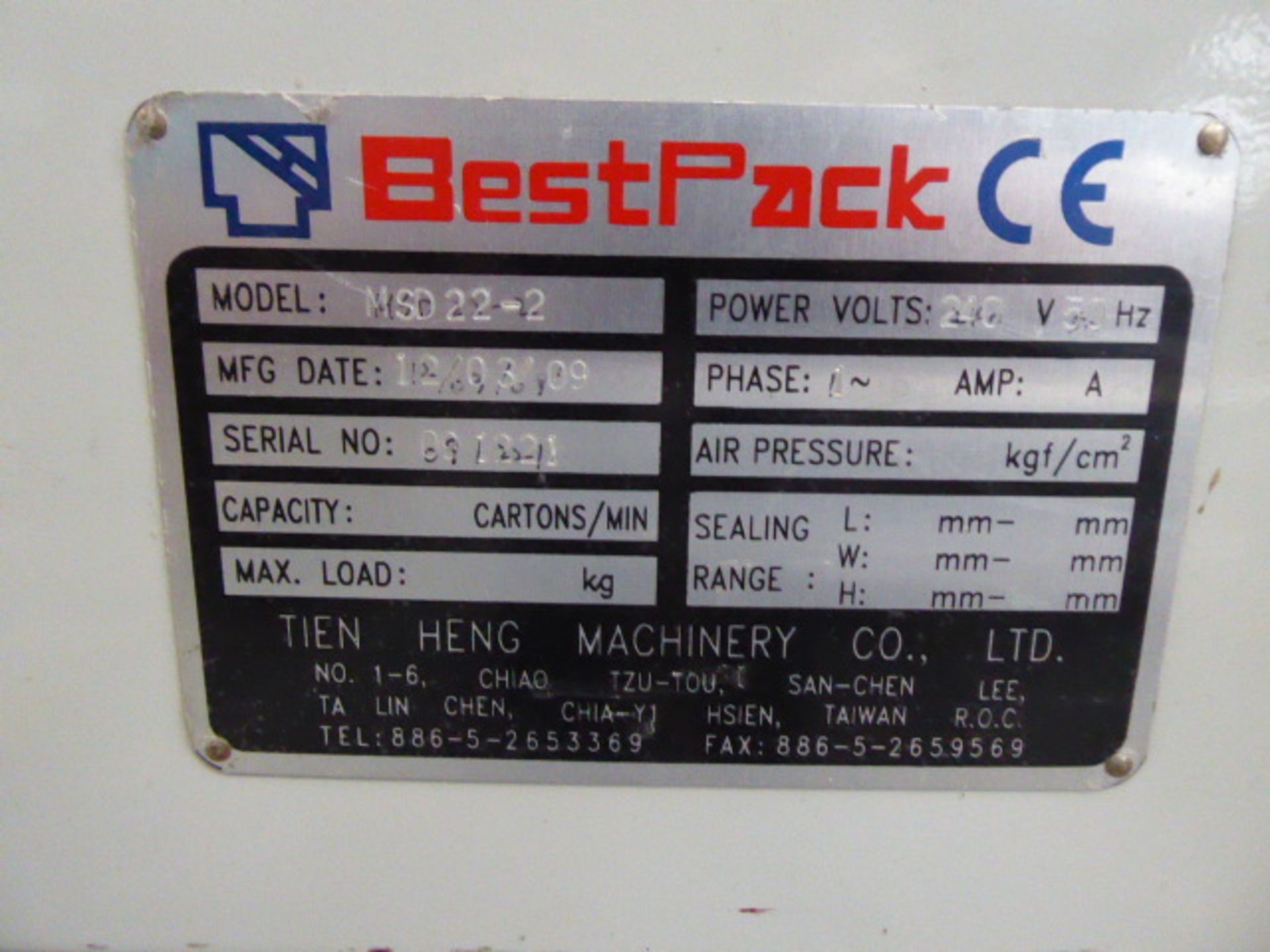 BestPack MSD22-2 box taping machine Serial Number: 091221 Year: 2009 - Image 3 of 7