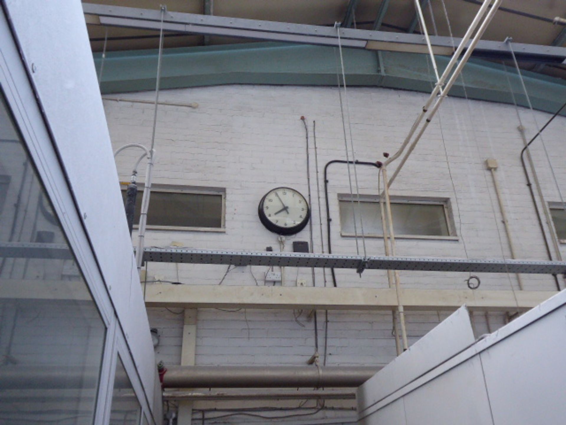 Gent double sided ceiling mounted factory clock together with a similar wall mounted clock - Image 8 of 8