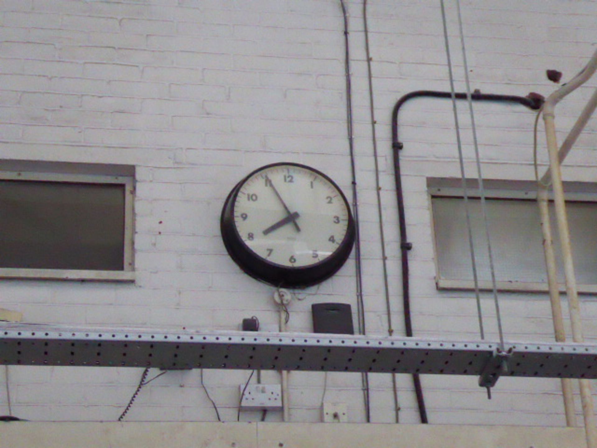 Gent double sided ceiling mounted factory clock together with a similar wall mounted clock - Image 7 of 8