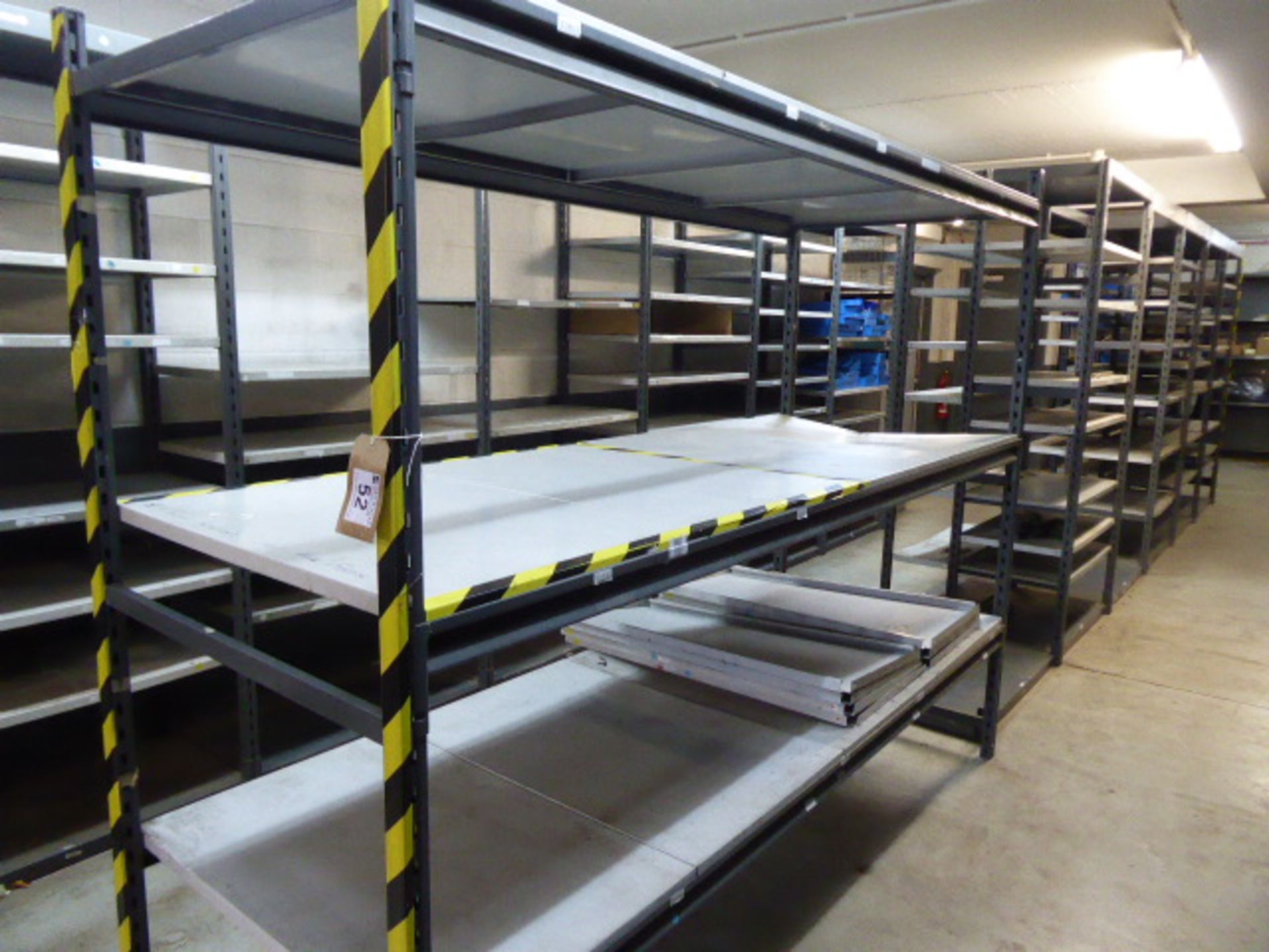 Parts department stores racking comprising mainly a Linvar 2 tone grey slotted system. In all approx