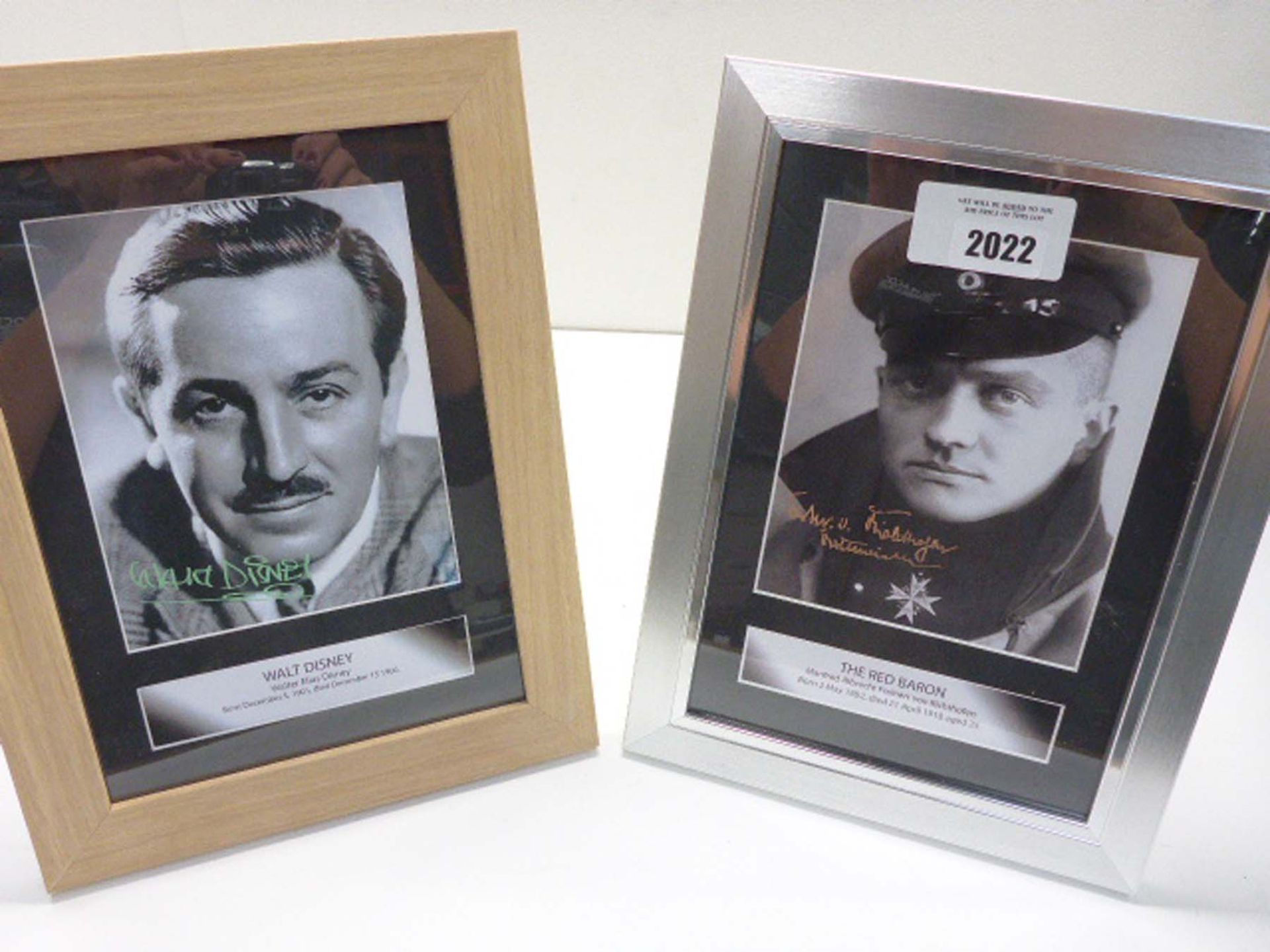 Framed Prints of The Red Baron and Walt Disney.