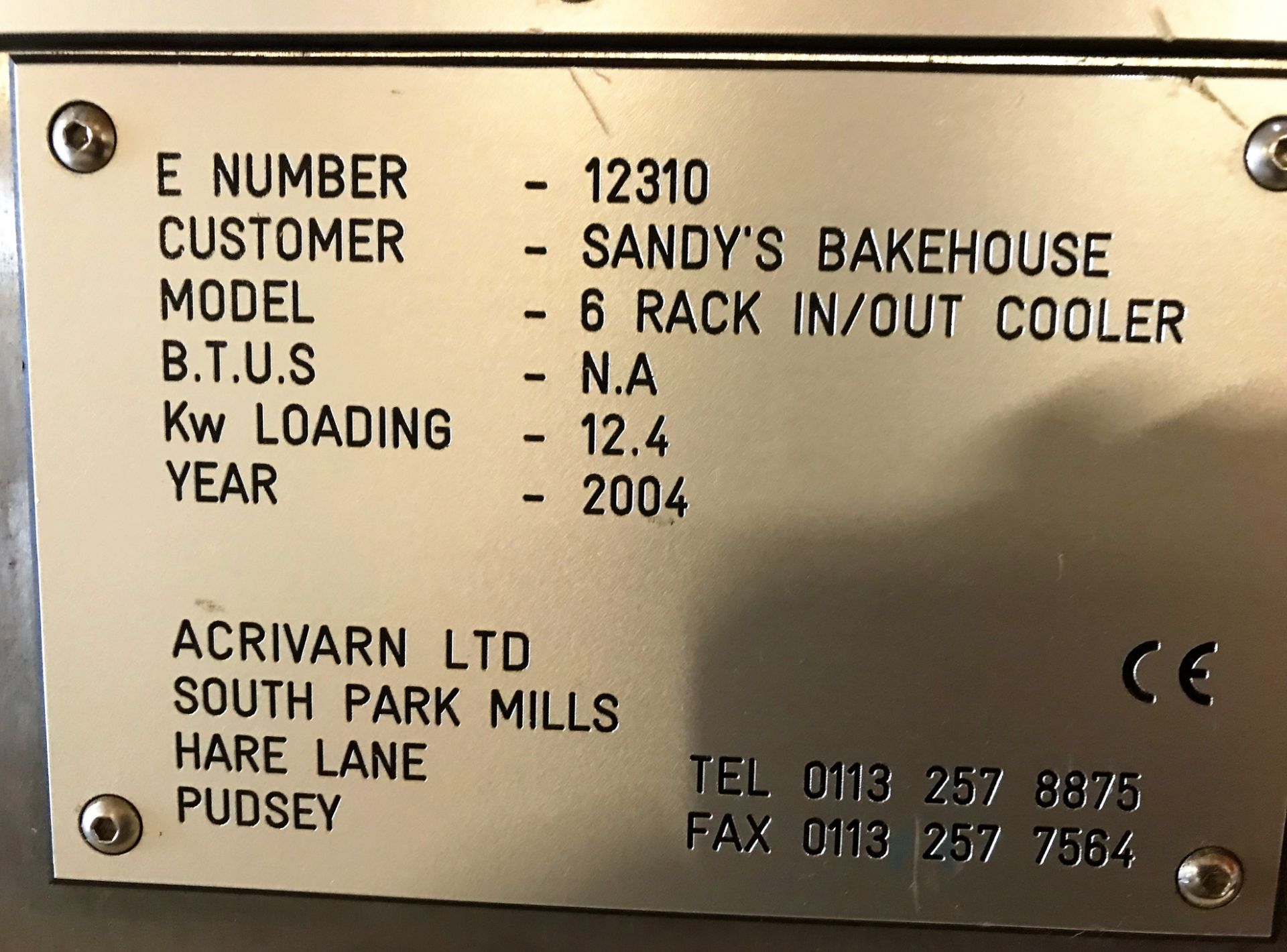 An Acrivarn 6 rack 2 channel In/Out Cooler No.12310 (2004), Kw Loading 12.4, 3ph hard wired with - Image 8 of 8