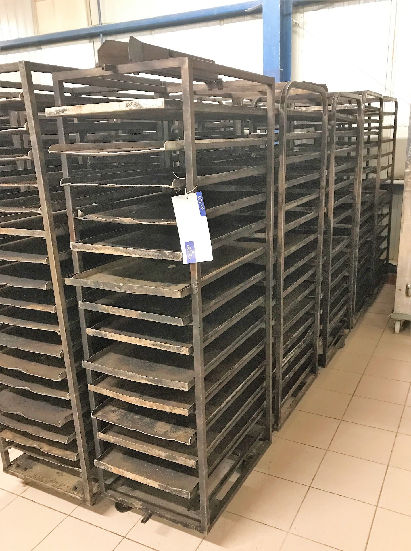 5 Multi Tier Mobile Bread Racks with Trays, 14-18 tier.