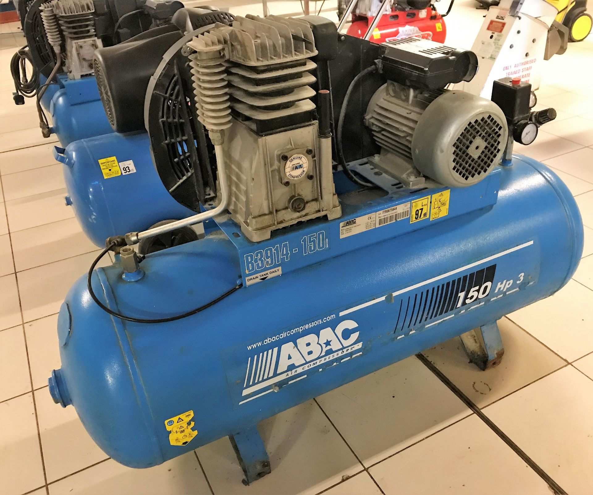 An ABAC B3914-150 Model 3800B/150 FM3 V240 KOMPEX Receiver Mounted Air Compressor (2012), 240v,