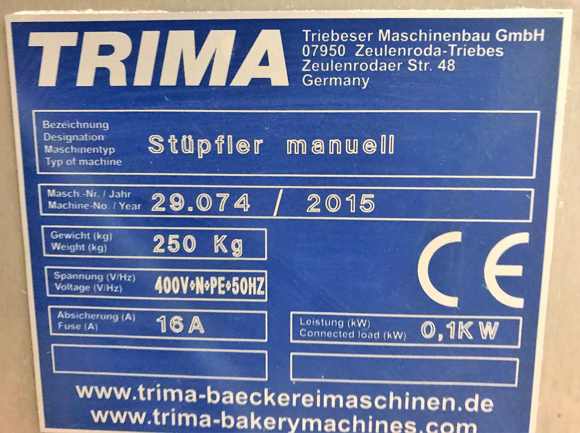 A TRIMA S2 Stupfler manuell Bread Knotting Machine No.29.074 (2015), 3ph. - Image 3 of 3