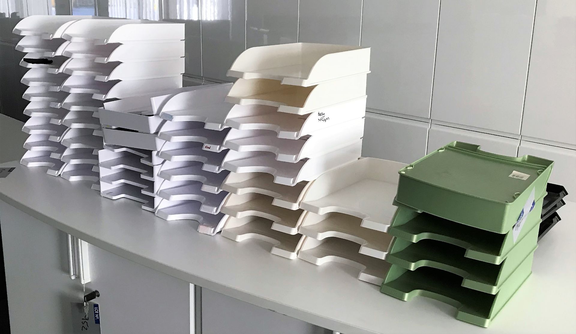 A Large Quantity of Plastic Filing Trays (mainly white).