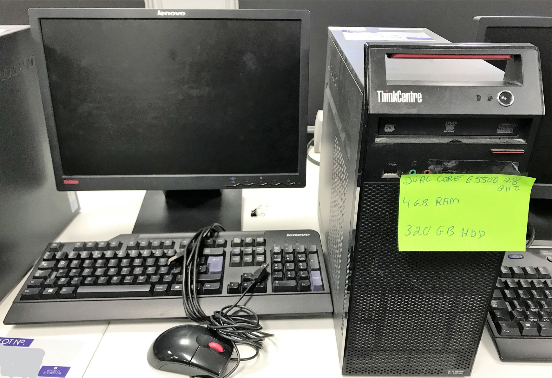 A Lenovo ThinkCentre MT-M 7099-B8G Personal Computer, Dual Core E5500 2.8GHz 4GB RAM 320GB HDD