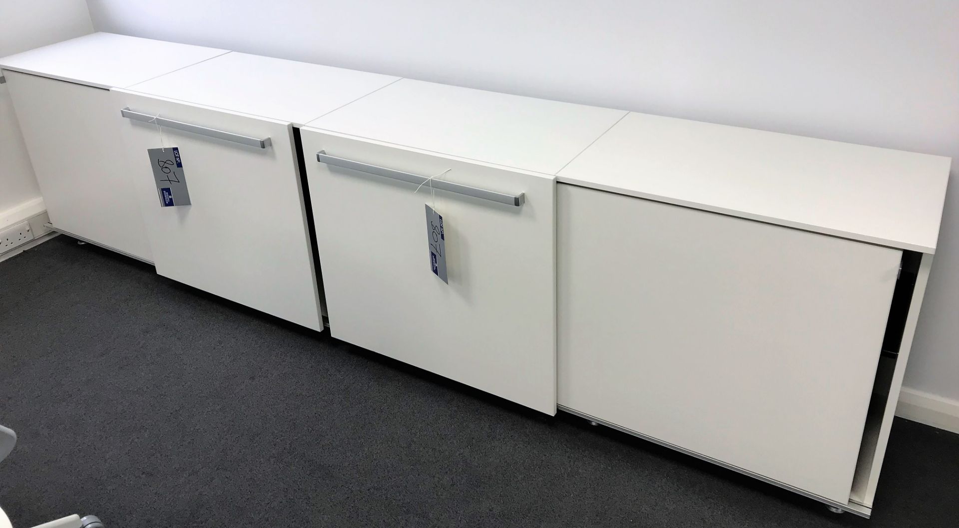 A Double Sliding Door Cupboard, 3200 x 510 x 810mm h-white.