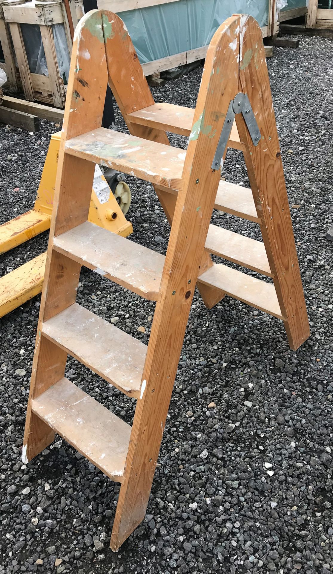 A 4 rise Double Sided Timber Stepladder-located at