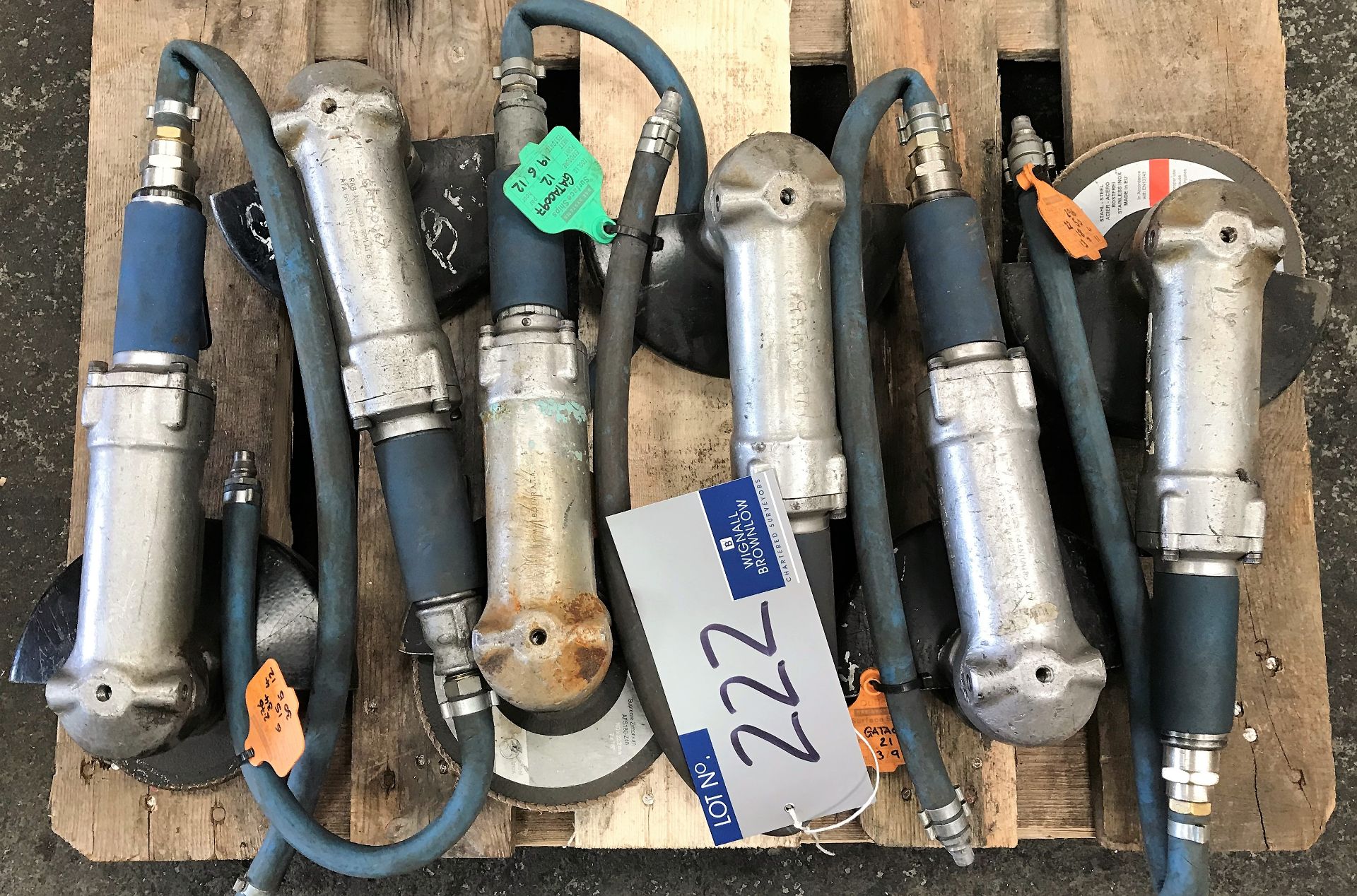 6-7in Pneumatic Disc Grinders with hose-located at The Storage Place, Junction Street, Hyde, SK14