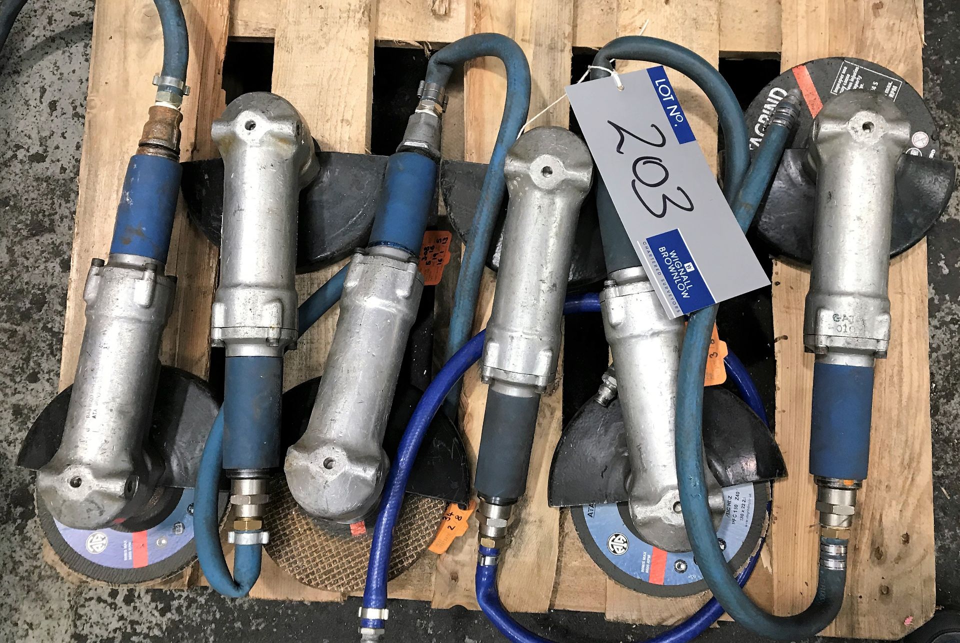 6-7in Pneumatic Disc Grinders with hose-located at The Storage Place, Junction Street, Hyde, SK14