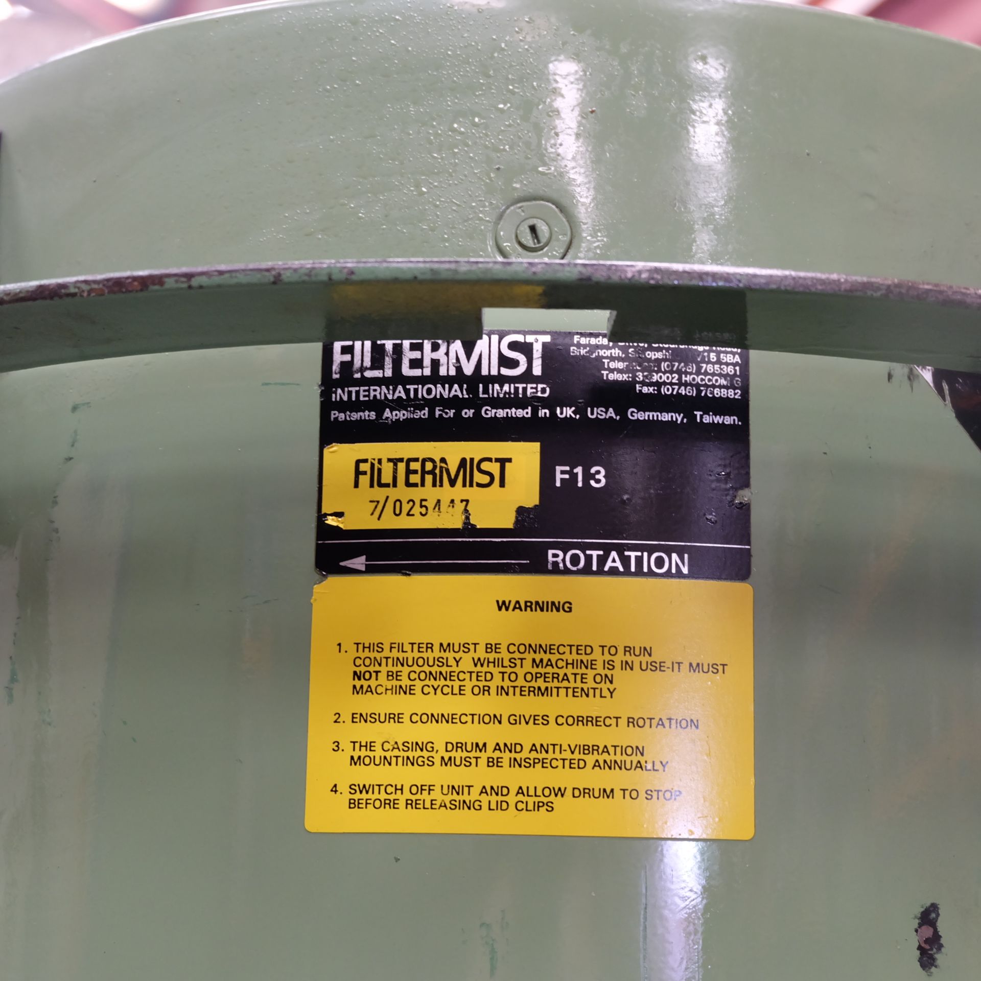 A Filtermist F13 Stand Mounted Industrial Mist Ext - Image 5 of 6