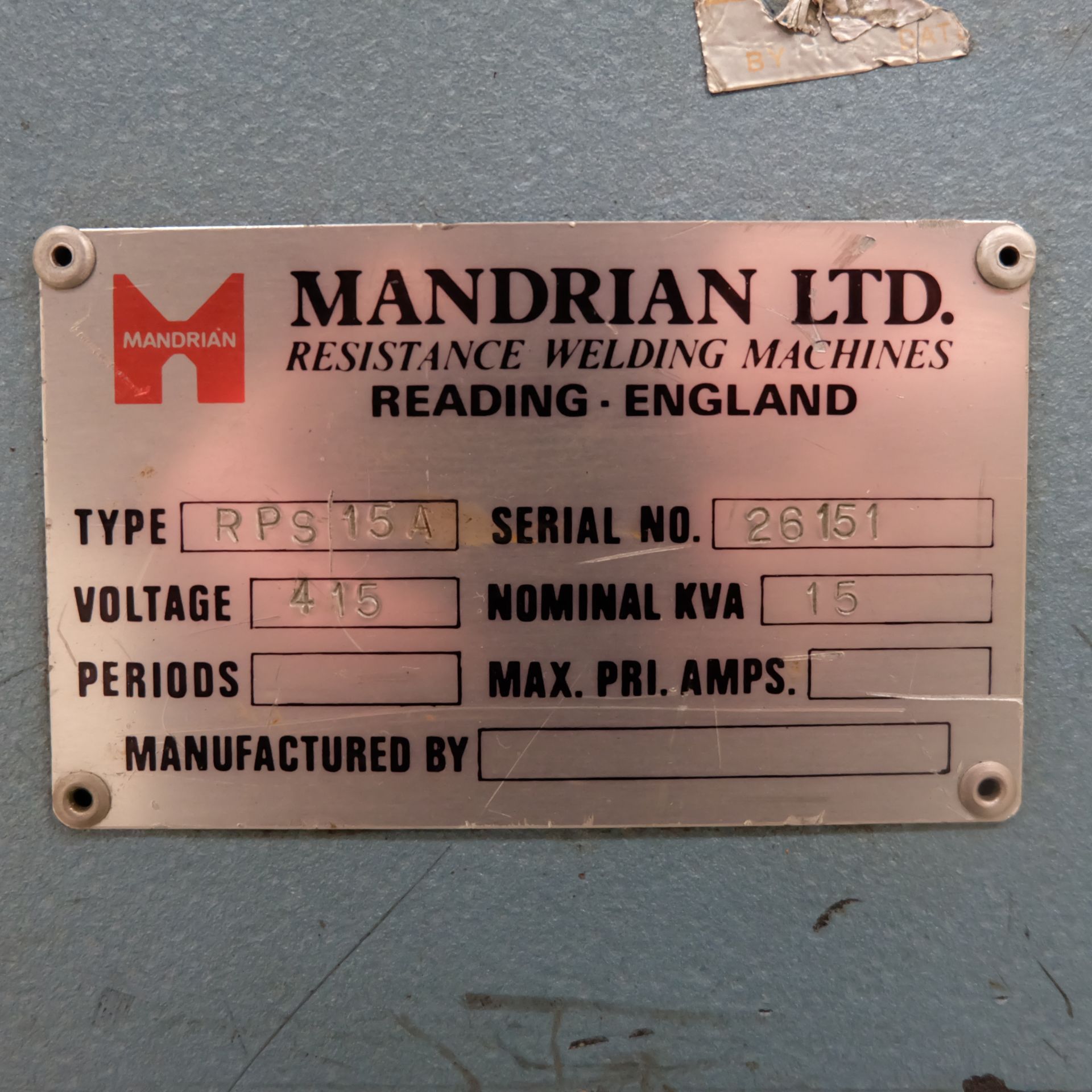 A Mandrian Type RPS/15A Spot Welding Machine, 15kV - Image 6 of 9