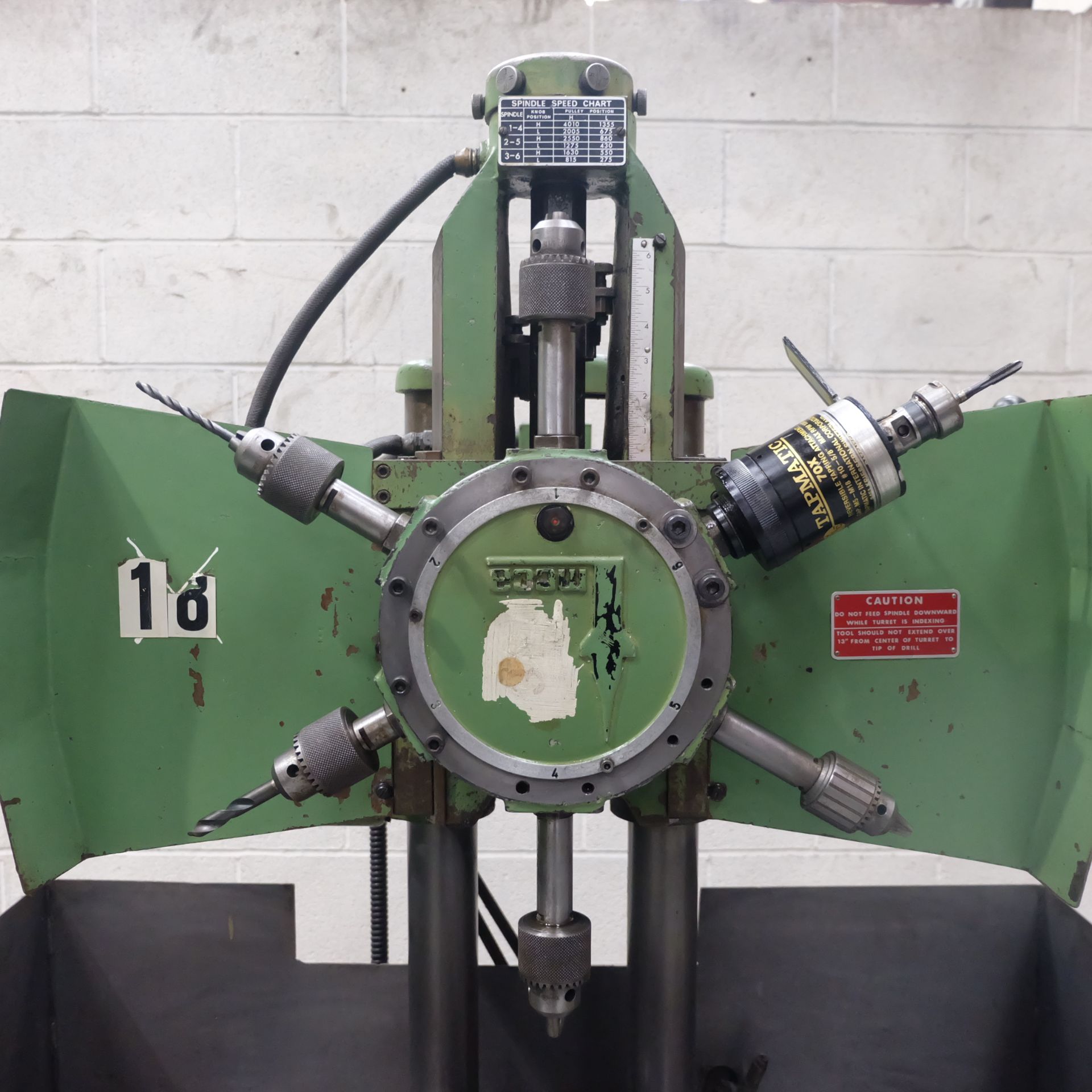 A Meca 6 Spindle Turret Drill, Table 20in x 16in w - Image 4 of 7